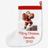 Warmish Santa Claus Cozy Red White Holiday Socks Grote Kerstsok (Achterkant)