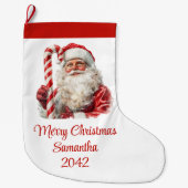 Warmish Santa Claus Trendy Modern Holiday Stocking Grote Kerstsok (Voorkant)