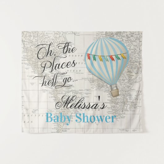Warmluchtballon Jongens Baby Shower Achtergrond Wandkleed (Voorkant (horizontaal))