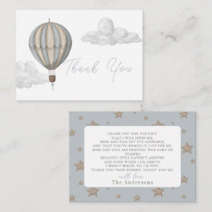 Warmluchtballon Jongens Baby Shower Bedankt Notitiekaartje