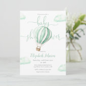 Warmluchtballon QR Code Foto Baby shower Kaart (Staand voorkant)