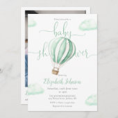 Warmluchtballon QR Code Foto Baby shower Kaart (Voorkant / Achterkant)