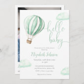 Warmluchtballon QR Code Foto Baby shower Kaart (Voorkant / Achterkant)