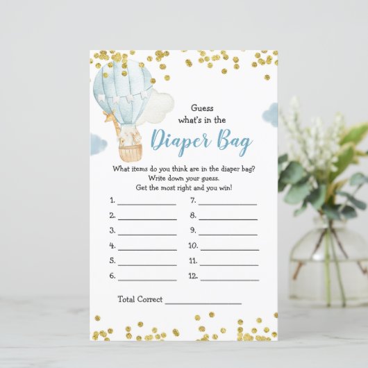 Warmluchtballon Raad eens wat er in de luiertas zi (Staand voorkant)