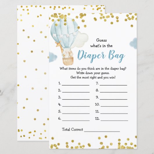 Warmluchtballon Raad eens wat er in de luiertas zi (Voorkant / Achterkant)