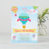 Warmluchtballon verjaardagsuitnodiging kaart (Staand voorkant)