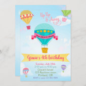 Warmluchtballon verjaardagsuitnodiging kaart (Voorkant / Achterkant)