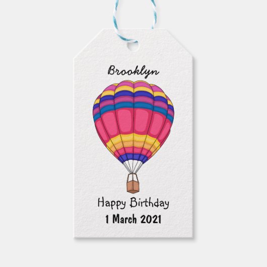 Warmluchtballonafbeelding cartoon cadeaulabel (Voorkant)