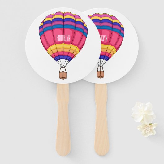 Warmluchtballonafbeelding cartoon handwaaier (Voorkant en achterkant)