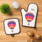 Warmluchtballonafbeelding cartoon ovenwant & pannenlap set (Top down)