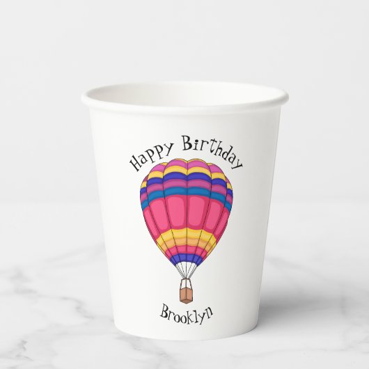 Warmluchtballonafbeelding cartoon papieren bekers (Achterkant)
