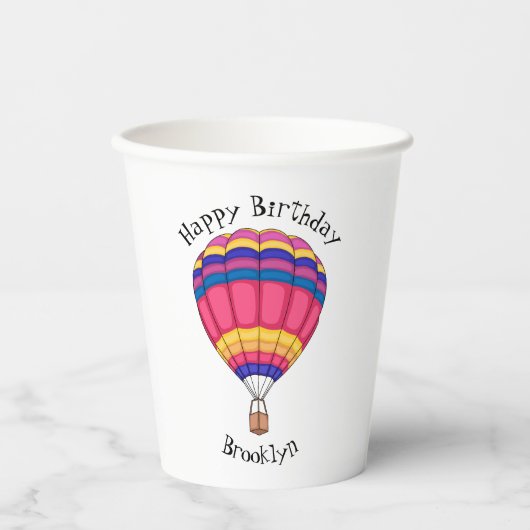 Warmluchtballonafbeelding cartoon papieren bekers (Voorkant)