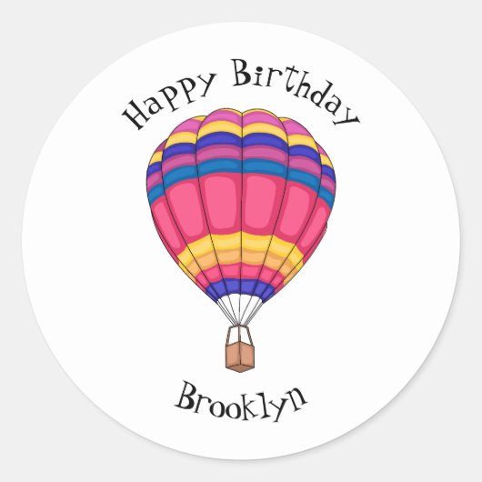 Warmluchtballonafbeelding cartoon ronde sticker (Voorkant)