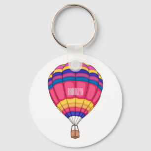 Warmluchtballonafbeelding cartoon sleutelhanger