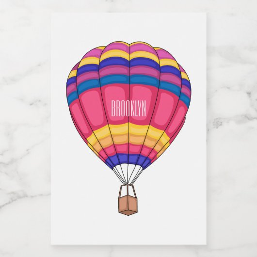 Warmluchtballonafbeelding cartoon voedselcontainer etiket (Enkel label)