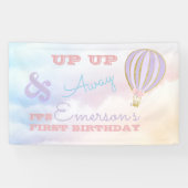 Warmluchtballonbanner, omhoog en weg, pastel spandoek (Horizontaal)