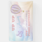 Warmluchtballonbanner, omhoog en weg, pastel spandoek (Verticaal)