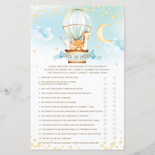 Warmluchtballondieren boven of onder het spel (Voorkant)