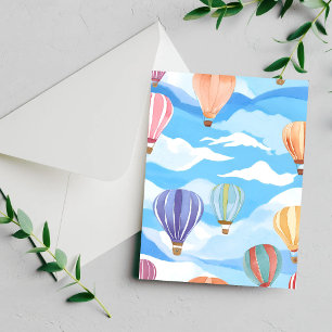 Warmluchtballonnen Aquarel Schilderij Kaart