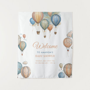 Warmluchtballonnen Pastel Jongen Reizen Baby Showe Wandkleed
