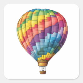 Warmluchtregenboogballon Vierkante Sticker