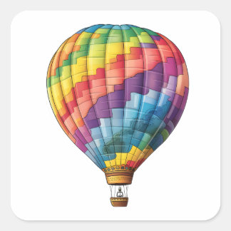 Warmluchtregenboogballon Vierkante Sticker