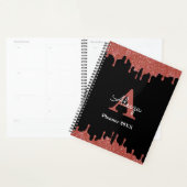 Warmpauze en zwarte monogram glitter druppels planner (Display)