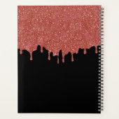 Warmpauze en zwarte monogram glitter druppels planner (Achterkant)