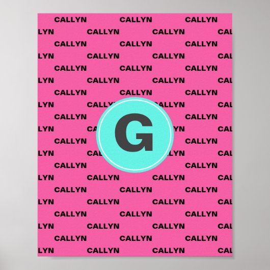 Warmpauze naam patroon monogram poster (Voorkant)
