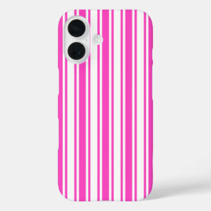 Warmpink en witte snoepstrepen iPhone 16 hoesje