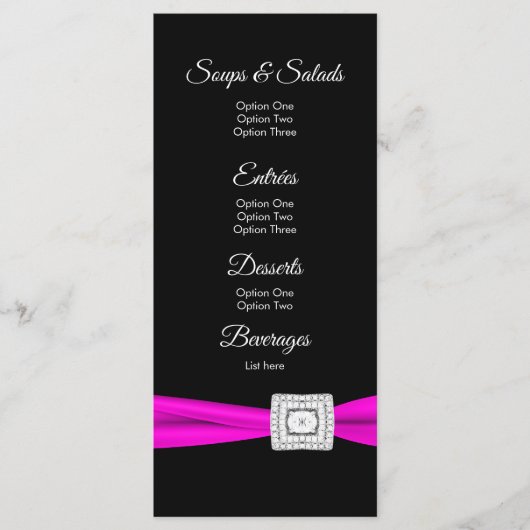 Warmpink Fuchsia Black Diamond Menukaarten Menu (Voorkant)