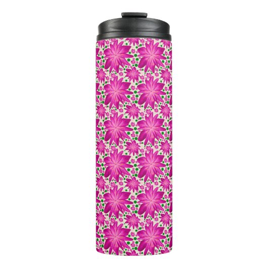 Warmpjes Roze Bloemendessinpatroon Thermosbeker (Voorkant)