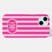 Warmpjes Roze en Roze Monogram Strepen Case-Mate iPhone Case (Achterkant (horizontaal))