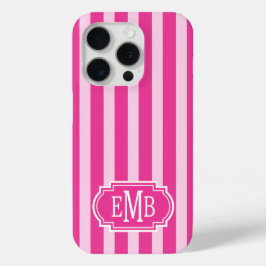 Warmpjes roze en roze monogramstrepen iPhone 15 pro case