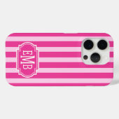 Warmpjes roze en roze monogramstrepen Case-Mate iPhone case (Achterkant (horizontaal))