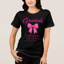 Warmpjes Roze Gingham Strik Afstudeerfeest Tri-Blend Shirt