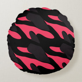 Warmpjes roze, grijs en zwart Camo abstract Rond Kussen