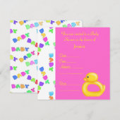  warmroze baby eend baby shower kaart (Voorkant / Achterkant)