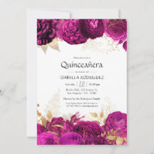 Warmroze en gouden bloemstuk Quinceañera