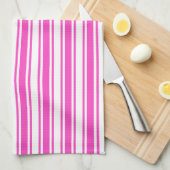 Warmroze en witte snoepjes strepen theedoek (Quarter Fold)