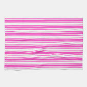 Warmroze en witte snoepjes strepen theedoek (Horizontaal)