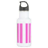 Warmroze en witte snoepjes strepen waterfles  (Achterkant)