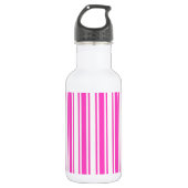 Warmroze en witte snoepjes strepen waterfles  (Voorkant)