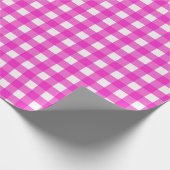 warmroze gingham geblazen patroon cadeaupapier (Hoek)