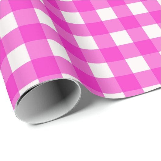  warmroze gingham geblazen patroon cadeaupapier (Rol Hoek)