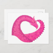 Warmroze hartdraak op wit briefkaart (Voorkant / Achterkant)