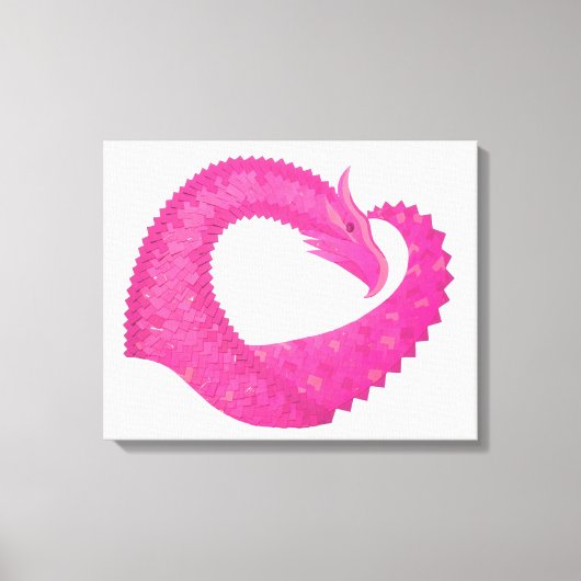 Warmroze hartdraak op wit canvas afdruk (Voorkant)