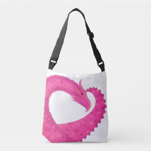 Warmroze hartdraak op wit crossbody tas