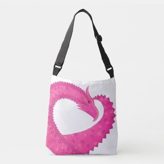 Warmroze hartdraak op wit crossbody tas (Voorkant)