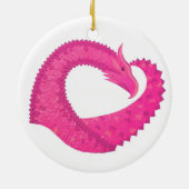 Warmroze hartdraak op wit keramisch ornament (Achterkant)
